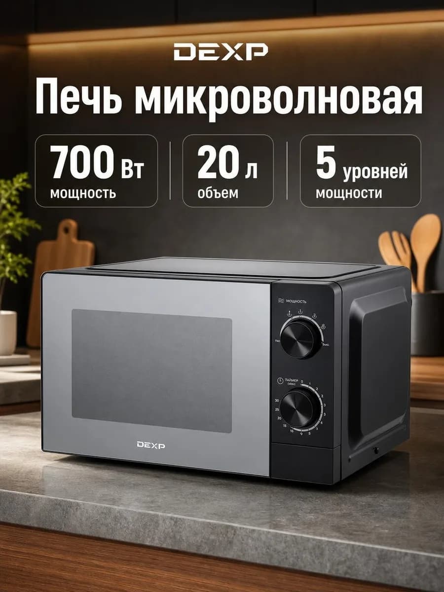 Микроволновая печь в интерьерной карточке для Ozon